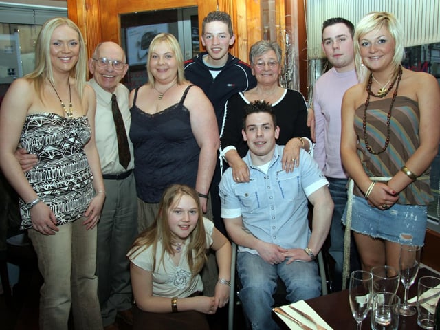 Avril celebrates her 70th birthday with husband and grandchildren at Flamin' Jack's 0064JML : Parties and celebrations April 2006: Avril Mitchell.