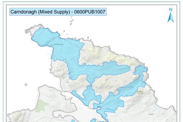 Areas impacted under the Carndonagh Water Supply.