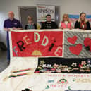 Group pictured at the launch of LGBTQIA+ Awareness Week held in the Learning Disability and Multi-Use Centre. From left are Martin McConnellogue, Unison LGBT, Amanda Biega, good relations officer, DCSDC, Jason Dunn, chairperson Pride, Cllr. Sandra Duffy, Amy McRory, Rainbow (Foyle), James McGolderick and Xavier Beardwood. (Photo - Tom Heaney, nwpresspics)