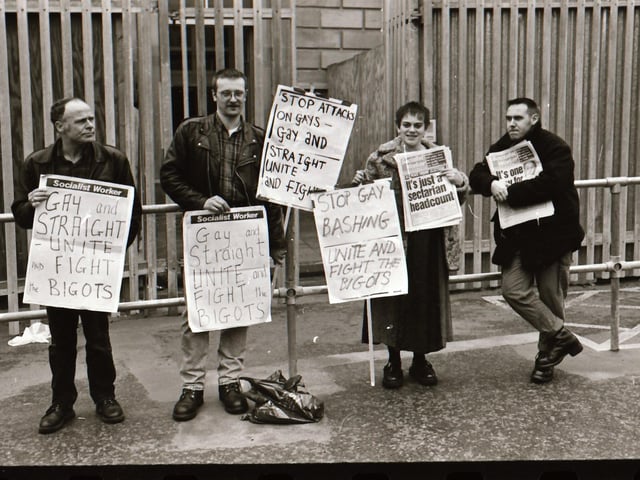 Gay Rights activists at Derry courthouse.