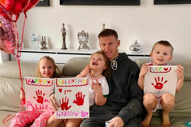 James McClean and three of his kids before the birth of his new baby daughter.