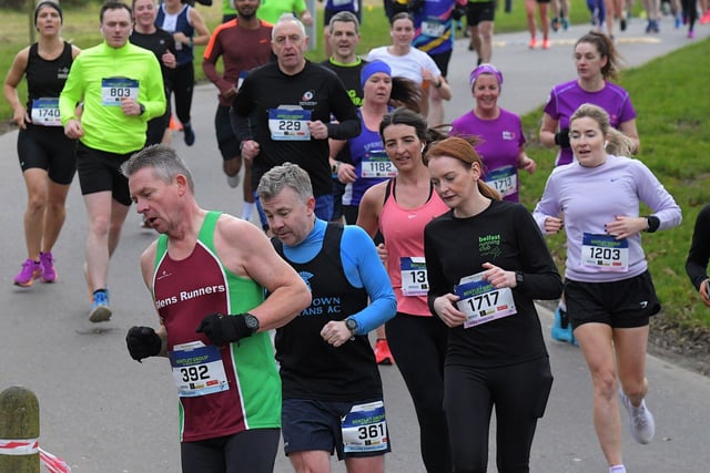 Competitors make their way around St Columb’s Park on Saturday morning. Photo: George Sweeney