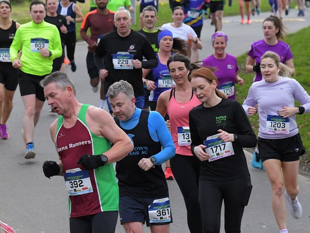 Competitors make their way around St Columb’s Park on Saturday morning. Photo: George Sweeney