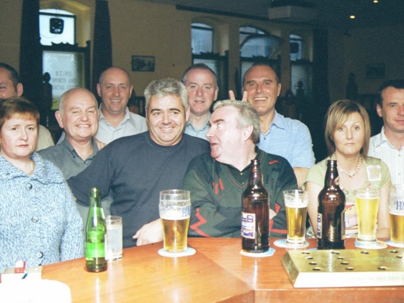 The patrons of 'Nut's Corner' were present at the Cursillo 'Back to Back' contest in the PO Club. 100703HG9 :Pictures of birthdays, fundraisers and pub outings in July 2003