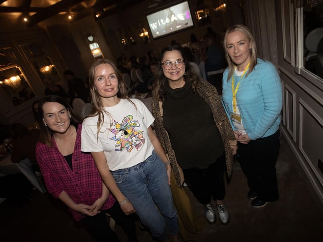 Staff? Polina Shudiehova, Cindia Ferragoni and Melanie McCullough pictured pictured at the screening of 'Witches' by filmmaker Elizabeth Shankey at the Rafters Suite at the Ebrington Hotel on Thursday night last. : .