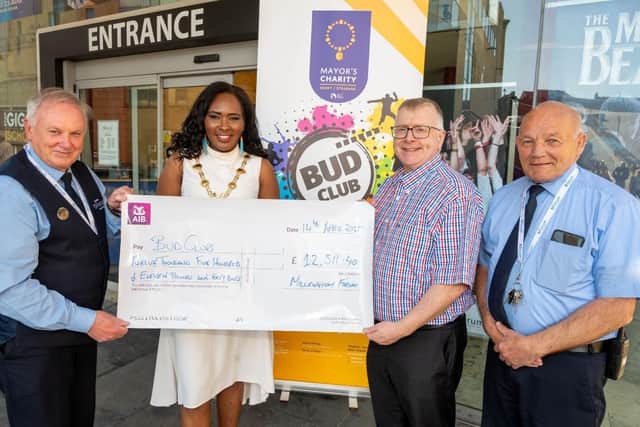 Mayor with the Forum's David McLaughlin, Ivan Hetherington and Maurice Kennedy.