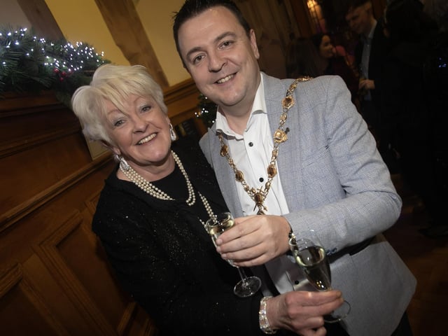 The Mayor poses for a picture with Sally McHugh on Friday night. : Mayor's Charity Ball.