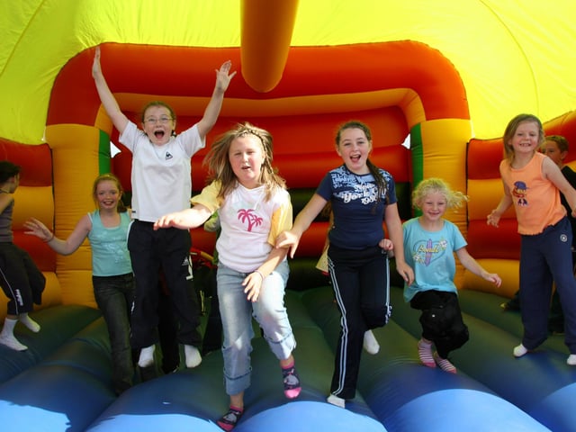 Chole Gallagher celebrating her birthday with a bouncy castle.