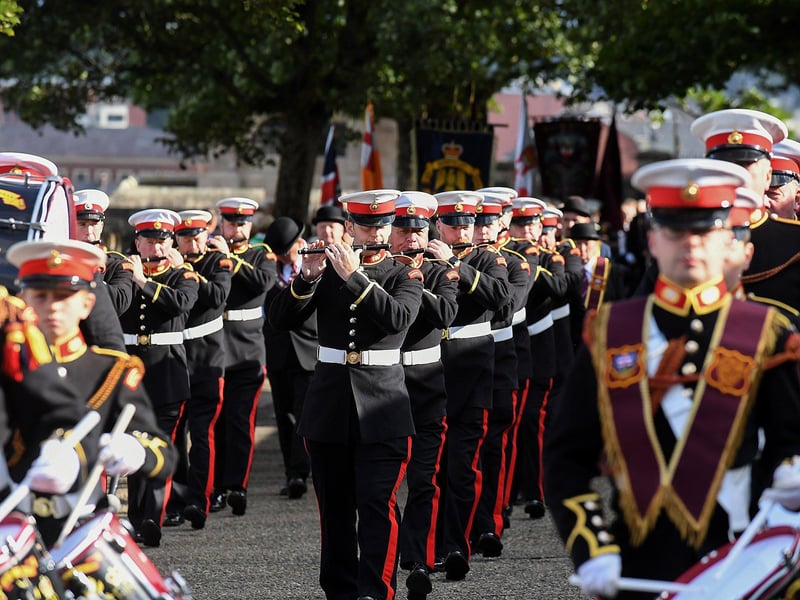 The Pride of Ballinran Band from Kilkeel on Derry’s Walls. Photo: George Sweeney