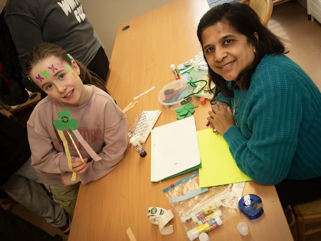 Having fun in the Arts and Crafts Room at Saturday's Feile Springtime Shenanigans at Pilot's Row Centre, Derry. : .