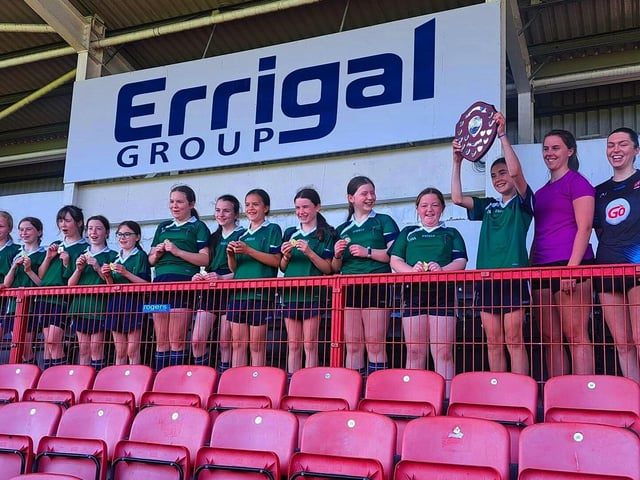 Derry Primary Schools Girls' Finals at Celtic Park: Good Shepherd PS celebrates winning the Tower Cup Bowl. Photo courtesy of Francis Mallon