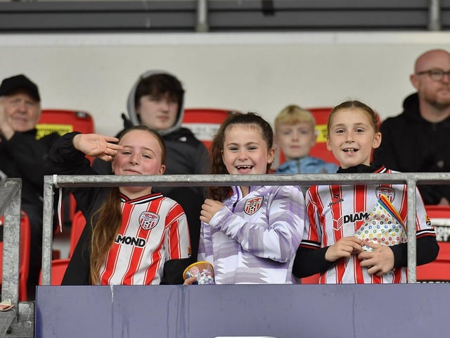 Fans attend the Derry City open training session on Monday morning in  Brandywell Stadium. The event was organised at part of the Gasyard Feile.  Photo: George Sweeney / Derry Journal