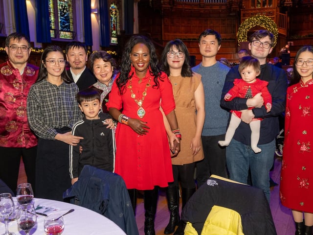 The Mayor Councillor Lilian Seenoi-Barr hosted a Christmas Community event at the Guildhall for people from across the Derry City and Strabane District Council area on Sunday. Picture Martin McKeown. 01.12.24 : Mayor's Community Christmas Party