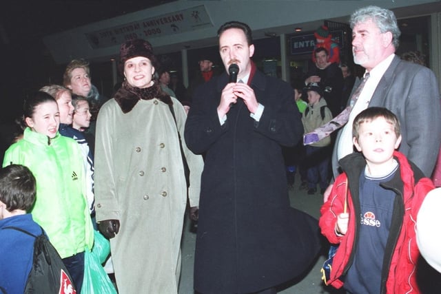 The Lisnagelvin Shopping Centre Christmas lights switch on back in the year 2000 with Mayor Cathal Crumley.