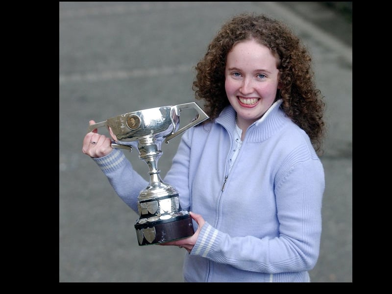 Michelle Harkin, from Rockfield, MacCafferty School, winner of the Lily Gibson Cup for Elementary Solo Over 16 years, and Bible Reading Over 14 years. (2504C25)
