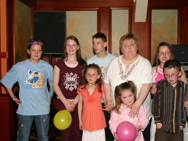 Eileen pictured with her nieces and nephews at her surprise party 6587dd : Eileen Radcliffe's 50th birthday party.