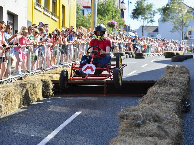 There were spills and thrills during the Carndonagh Festival Soapbox Derby held on the town centre on Saturday afternoon. Photo: George Sweeney