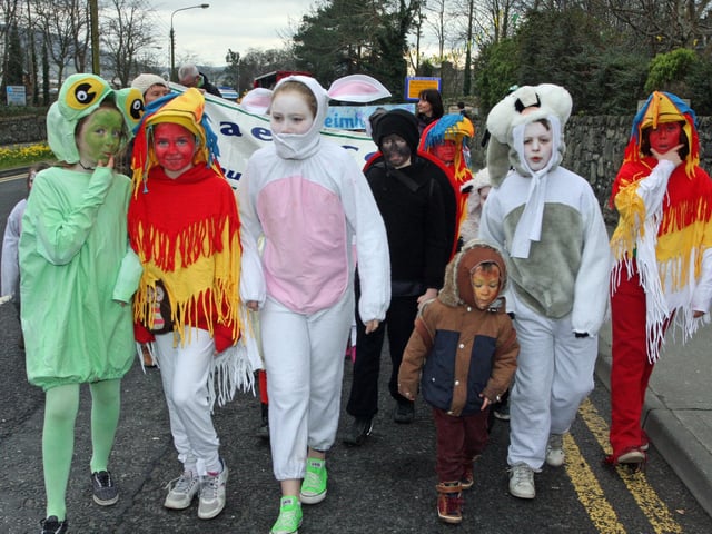Some of the local children who took part in the St. Patrick's Day parade in Buncrana on Sunday. 1903JM18