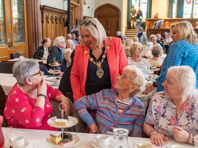 The Mayor Councillor Sandra Duffy hosted final tea dance of her term in the Guildhall on Wednesday. Picture Martin McKeown. 10.05.23