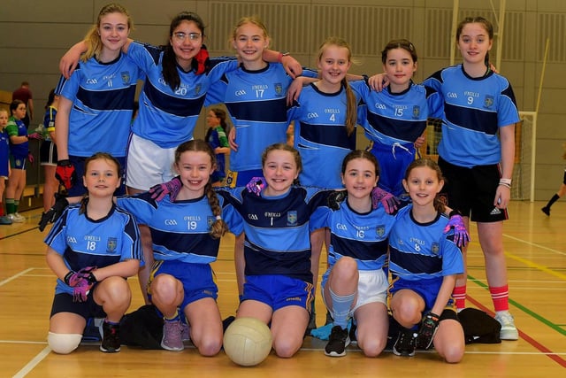 Hollybush P.S. who took part in the Derry City Primary School Girls’ Indoor Gaelic Finals Day at the Foyle Arena on Friday afternoon. Photo: George Sweeney. DER2308GS –109