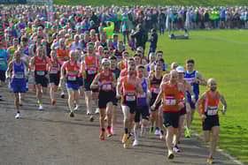 Runners set of in the Bentley Group’s Walled City 10 Miler, from St Columb’s Park on Saturday morning. Photograph: George Sweeney