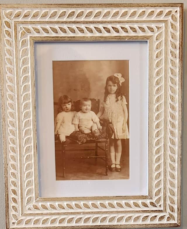 A photo of the three siblings as children: Kate's dad, Jim McGettigan; Kathleen McGettigan, mother of Breda Morrison; Marjorie McGettigan, mother of Sean McFadden