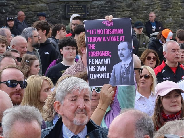A packed Guildhall Square at the Unite Against Hate rally - Guildhall Square on Saturday. (Photo - Deirdre Heaney, nwpresspics)