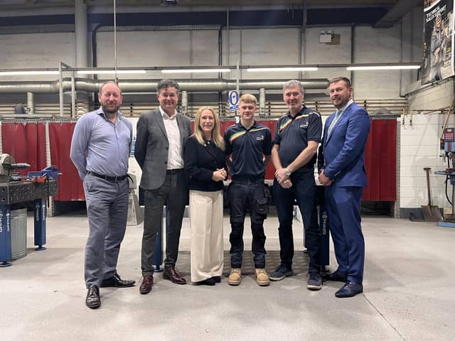 WorldSkills Ireland Welding Competitor Lee Davison pictured with Cathal McGee, Colm Richardson, Vinny McGroary, Anne McHugh and Ciaran O Brien.