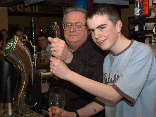 Emmett Dobbins celebrating his 18th birthday 20 years ago.