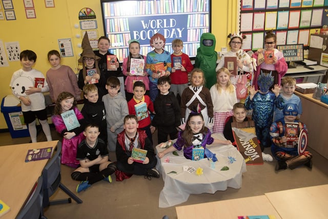 Mrs. O'Hara's Primary 5 class celebrate World Book Day.