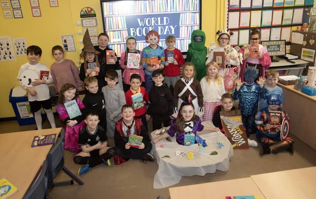 Mrs. O'Hara's Primary 5 class celebrate World Book Day.