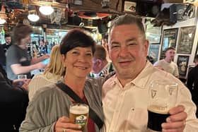 Billy Scampton and his siter Shannon in Paedar O'Donnell's pub in Derry.