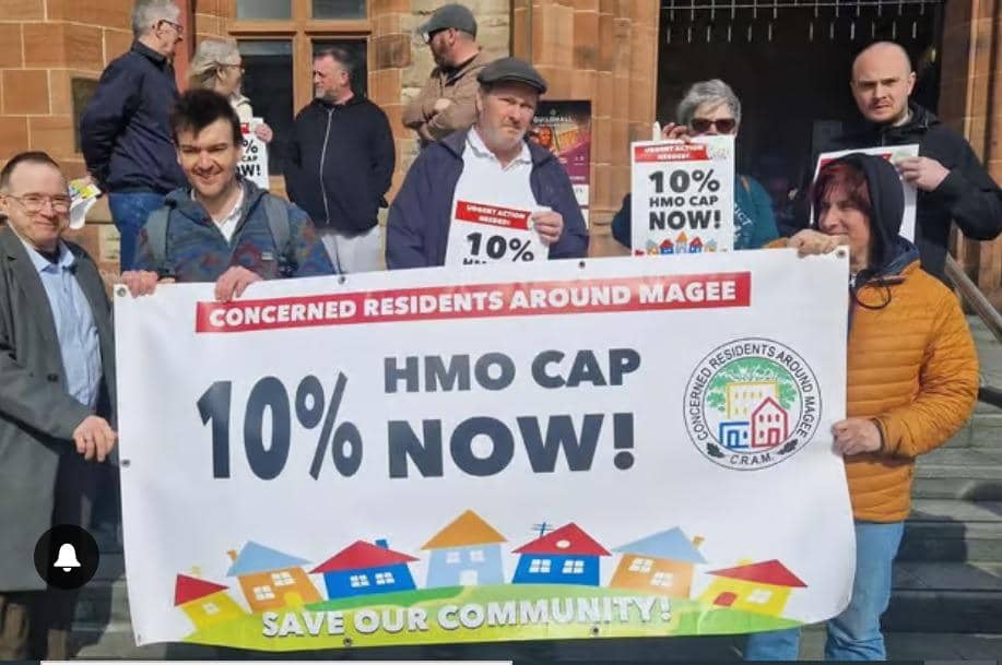 Residents recently staged a protest outside the Guildhall ahead of a meeting. Photo: Jack Tibbetts.