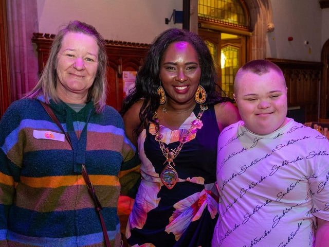The Mayor Councillor Lilian Seenoi-Barr has once again hosted an Our Guildhall Our Space event for younger and older people in April with entertainment from In Your Space Circus School, Black Paddy, Richie Remo and DJ Tyree Patton. Picture Martin McKeown. 12.04.25 : Pictured are guests at the Mayor's penultimate Our Guildhall, Our Space in Derry.