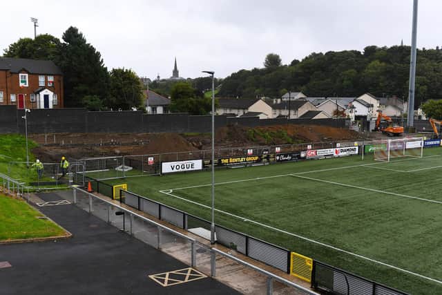 The stadium in the Brandywell while the north terrace was under construction. Photo: George Sweeney
