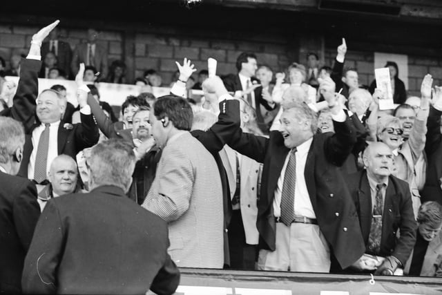 Celebrations in the stand.