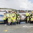 Reps from Foyle and Marine Dredging, Doran Consulting, Donegal County Council and DAFM with Minister Charlie McConalogue when he officially 'broke ground' on the project in 2023.