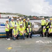 Reps from Foyle and Marine Dredging, Doran Consulting, Donegal County Council and DAFM with Minister Charlie McConalogue when he officially 'broke ground' on the project in 2023.
