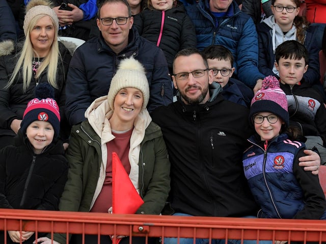 Fans in Celtic Park for the Derry v Monaghan game on Saturday. Photo: George Sweeney