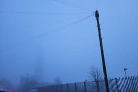 St Eugene's Cathedral hidden behind a blanket of fog on Thursday morning.