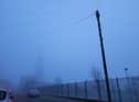 St Eugene's Cathedral hidden behind a blanket of fog on Thursday morning.