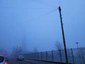 St Eugene's Cathedral hidden behind a blanket of fog on Thursday morning.