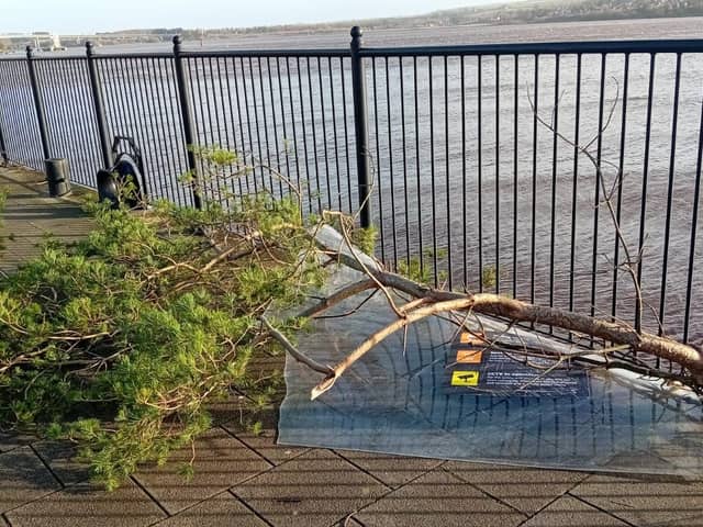 Debris strewn on the Meadowbank Quay on Saturday, December 7.