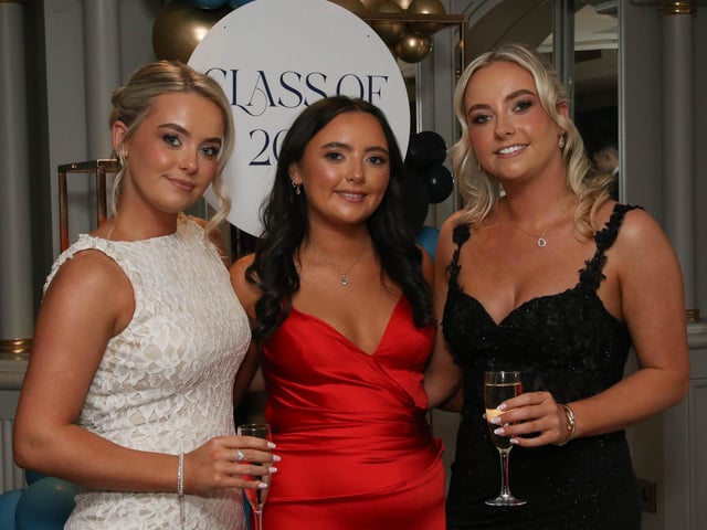 Katie Young, Jennifer McElvogue and Jenna Young pictured at The Nurses Ball, Class of 2026 held in The Everglades Hotel. (Photo - Deirdre Heaney, nwpresspics)