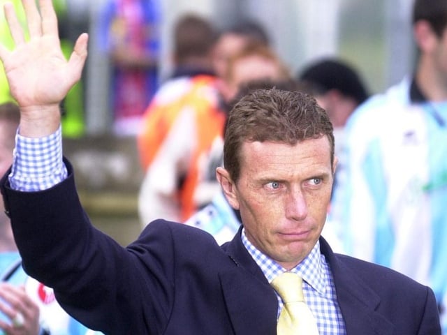 Emilio 'The Vulture' Butragueño salutes the Brandywell crowd.