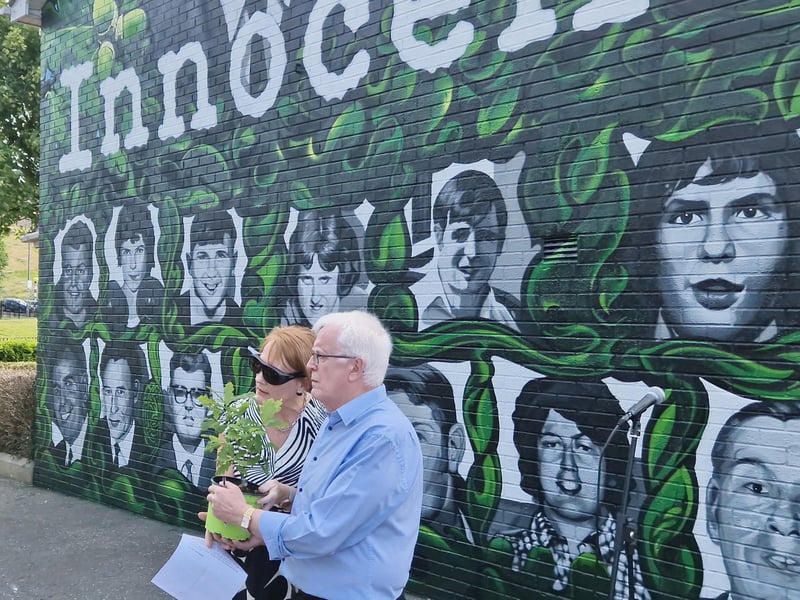 John Kelly and Geraldine Doherty at the new mural.