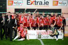 Derry City after winning the FAI Cup. Mandatory Credit: Kevin Moore/mci