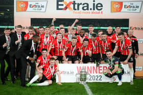 Derry City after winning the FAI Cup. Mandatory Credit: Kevin Moore/mci