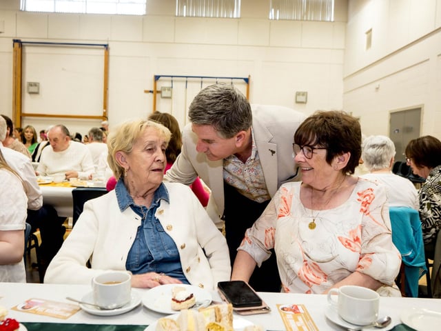 Daniel O'Donnell speaking to guests at the afternoon tea. Picture: Stephen Latimer.