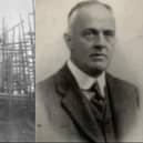 Launch of 'SS New York News' 1922, the last Derry-built ship. Right:  Trevisa Clarke, Managing Director, North of Ireland Shipbuilding Co.
